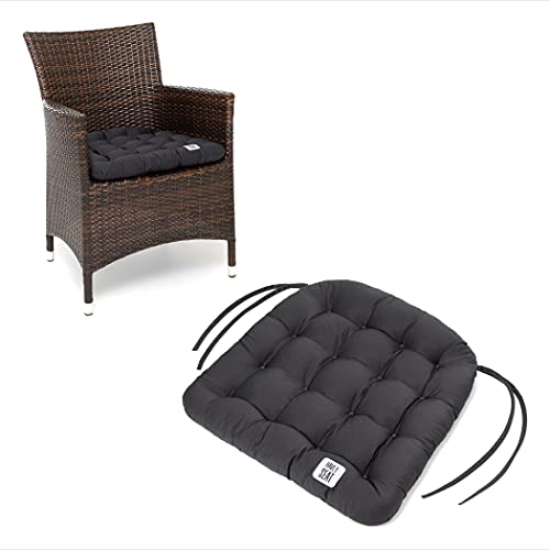 HAVE A SEAT Living - Sitzkissen 48x46 cm (2 St.) - Outdoor Sitzpolster Rattanstuhl - Bequeme, Orthopädische Gartenstuhl Sitzauflage - Waschbar bis 95°C (Grau / Anthrazit, 2er Set - 48x46 cm) von HAVE A SEAT Living