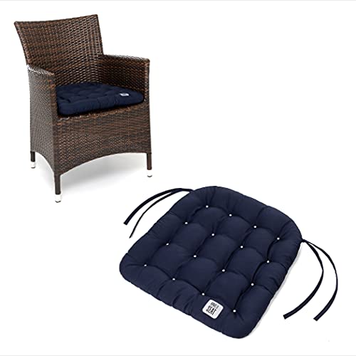 HAVE A SEAT Living - Sitzkissen 48x46 cm (2 St.) - Outdoor Sitzpolster Rattanstuhl - Bequeme, Orthopädische Gartenstuhl Sitzauflage - Waschbar bis 95°C (Marine Blau, 2er Set - 48x46 cm) von HAVE A SEAT Living