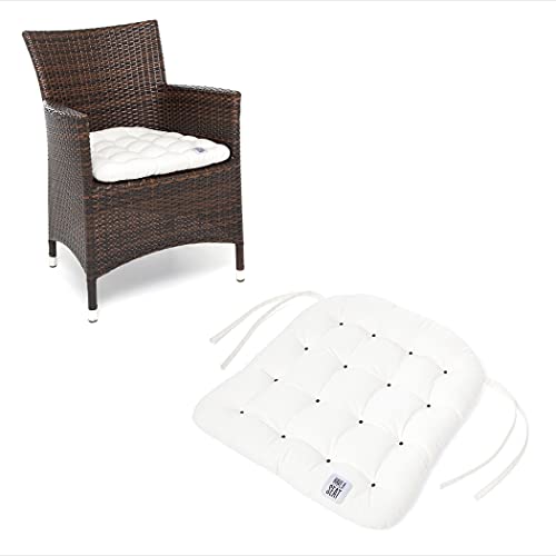 HAVE A SEAT Living - Stuhlkissen 48x46 cm (2 St.) - Rattanstuhl Sitzkissen Outdoor - Wetterfest, Waschbar bis 95°C, Orthopädisch - Made in Germany (2er Set - 48x46 cm, Weiß) von HAVE A SEAT Living