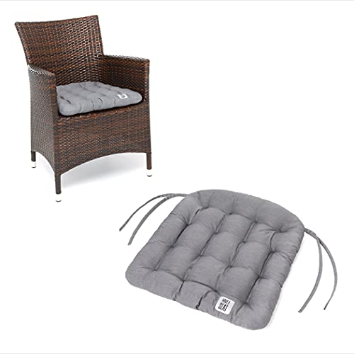 HAVE A SEAT Living - Stuhlkissen 48x46 cm (6 St.) - Rattanstuhl Sitzkissen Outdoor - Wetterfest, Waschbar bis 95°C, Orthopädisch - Made in Germany (6er Set - 48x46 cm, Hellgrau) von HAVE A SEAT Living