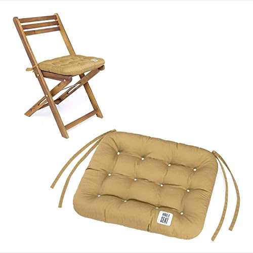 HAVE A SEAT Living - Sitzkissen Klappstuhl 40x35 cm - 2er Set - Bequemes Sitzkissen Outdoor - Waschbar bis 95°C, Wetterfest, Orthopädisch - Made in Germany (2er Set - 40x35 cm, Beige) von HAVE A SEAT Living