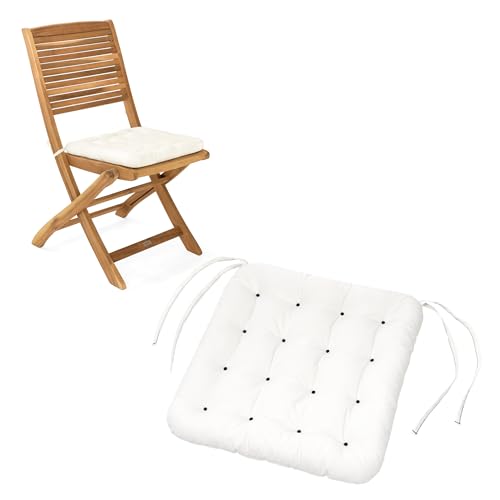 HAVE A SEAT Living - Sitzkissen Outdoor 40x40 (2 St.) - Bequeme Gartenstuhlauflagen - Wetterfest, Waschbar bis 95°C, Orthopädisch - Made in Germany (2er Set - 40x40 cm, Weiß) von HAVE A SEAT Living
