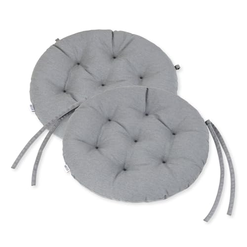 HAVE A SEAT Living - Sitzkissen Rund 40cm - 2er Set - Bequeme Sitzkissen Outdoor - Waschbar bis 95°C, Wetterfest, Orthopädisch - Made in Germany (2er Set - Ø 40cm, Hellgrau) von HAVE A SEAT Living