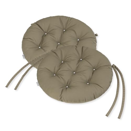 HAVE A SEAT Living - Sitzkissen Rund 40cm - 2er Set - Bequeme Sitzkissen Outdoor - Waschbar bis 95°C, Wetterfest, Orthopädisch - Made in Germany (2er Set - Ø 40cm, Goldbraun) von HAVE A SEAT Living
