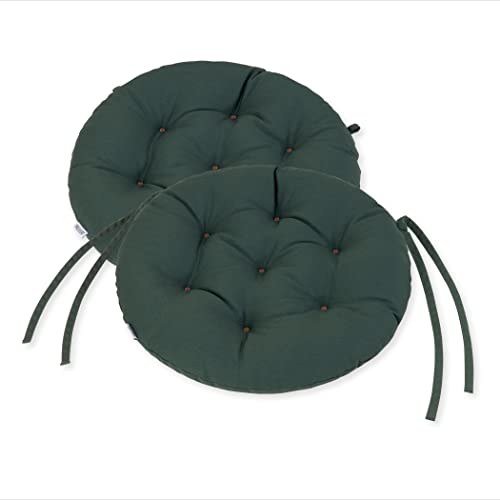 HAVE A SEAT Living - Sitzkissen Rund Ø 40 cm (2 St.) - Bequemes Stuhlkissen - Runde Orthopädische Sitzauflage - Indoor/Outdoor, Waschbar bis 95°C (Moosgrün, 2er Set - Ø 40cm) von HAVE A SEAT Living