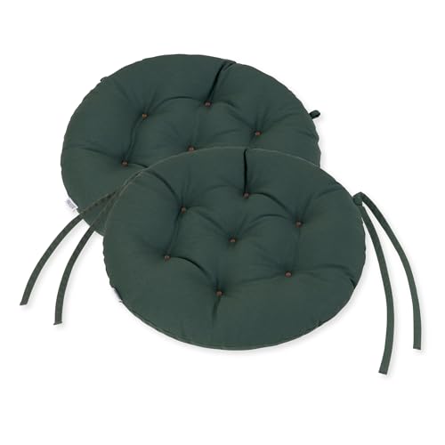 HAVE A SEAT Living - Sitzkissen Rund 40cm - 2er Set - Bequeme Sitzkissen Outdoor - Waschbar bis 95°C, Wetterfest, Orthopädisch - Made in Germany (2er Set - Ø 40cm, Moosgrün) von HAVE A SEAT Living