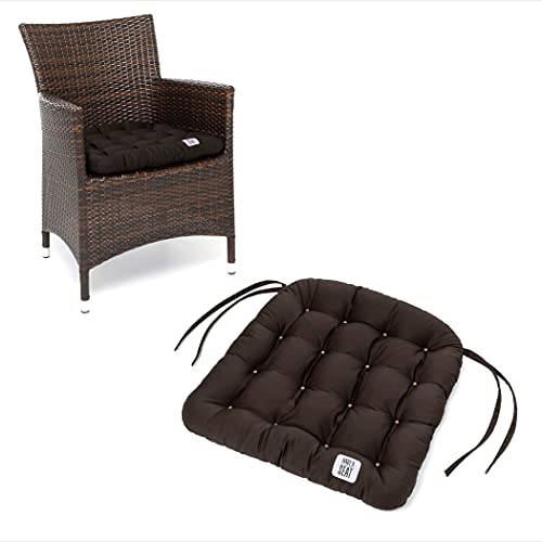 HAVE A SEAT Living - Stuhlkissen 48x46 cm (2 St.) - Rattanstuhl Sitzkissen Outdoor - Wetterfest, Waschbar bis 95°C, Orthopädisch - Made in Germany (2er Set - 48x46 cm, Braun) von HAVE A SEAT Living