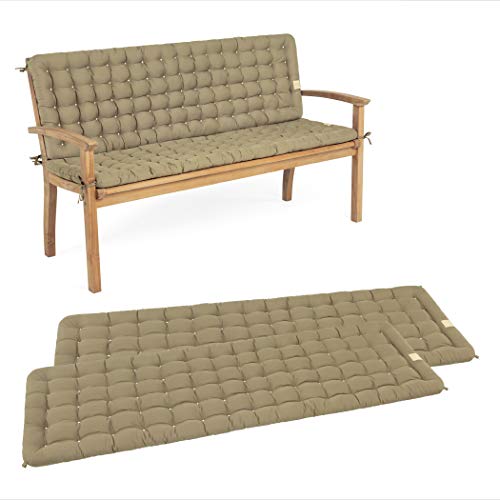 HAVE A SEAT Luxury - Gartenbank Auflage mit Rückenteil 2-TLG. Set, bequem, orthopädisch, wetterfest, waschbar bis 95° C - Made in Germany (2-TLG. Set, 110x48 cm, Goldbraun) von HAVE A SEAT