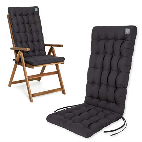 HAVE A SEAT Luxury | Gartenstuhlauflage Hochlehner (1 St.) - Bequeme Sitzauflage - orthopädisch, wetterfest, waschbar bis 95° C - Made in Germany (1 Stück - 120x48 cm, Grau-Anthrazit) von HAVE A SEAT