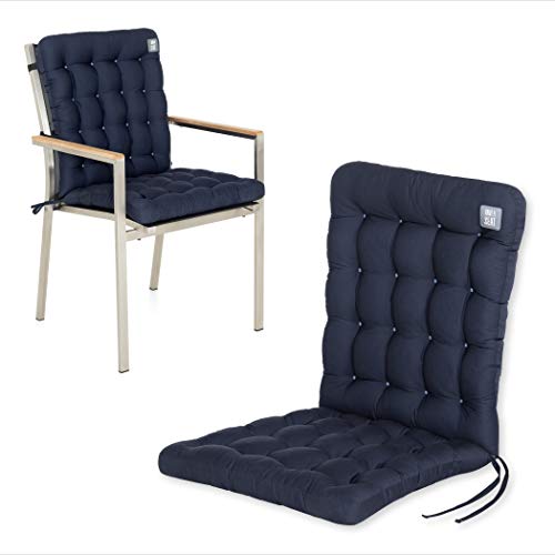 HAVE A SEAT Luxury | Gartenstuhlauflage Niedriglehner (1 St.) - Bequeme Sitzauflage Gartenstuhl - orthopädisch, wetterfest, waschbar bis 95° C - Made in Germany (1 Stück - 100x48 cm, Marine-Blau) von HAVE A SEAT