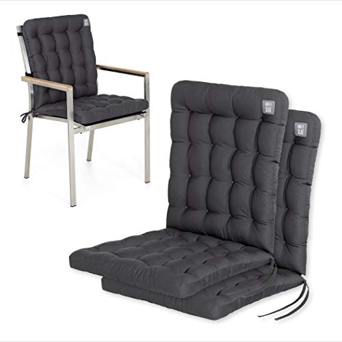 HAVE A SEAT Luxury | Gartenstuhlauflage Niedriglehner (2 St.) - Bequeme Sitzauflage Gartenstuhl - orthopädisch, wetterfest, waschbar bis 95° C - Made in Germany (2er Set - 100x48 cm, Grau-Anthrazit) von HAVE A SEAT