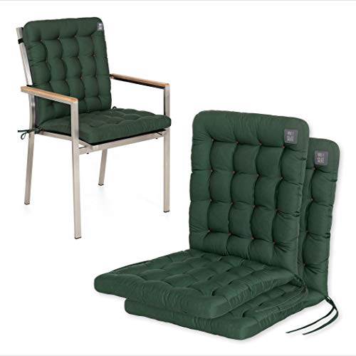 HAVE A SEAT Luxury | Gartenstuhlauflage Niedriglehner (2 St.) - Bequeme Sitzauflage Gartenstuhl - orthopädisch, wetterfest, waschbar bis 95° C - Made in Germany (2er Set - 100x48 cm, Moosgrün) von HAVE A SEAT