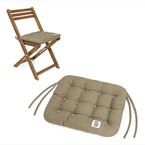 HAVE A SEAT Luxury | Sitzkissen 40 x 35 cm (2 St.) - bequemes Sitzpolster für Klappstühle - waschbar bis 95° C, Trockner geeignet - Made in Germany (2er Set - 40x35 cm, Goldbraun) von HAVE A SEAT