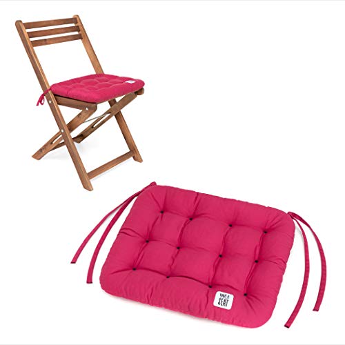 HAVE A SEAT Luxury | Sitzkissen 40 x 35 cm (2 St.) - bequemes Sitzpolster für Klappstühle - waschbar bis 95° C, Trockner geeignet - Made in Germany (40x35 cm - 2er Set, Hot Pink) von HAVE A SEAT