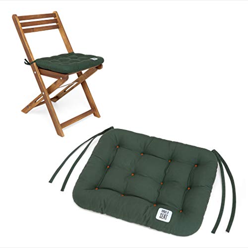 HAVE A SEAT Luxury | Sitzkissen 40 x 35 cm (2 St.) - bequemes Sitzpolster für Klappstühle - waschbar bis 95° C, Trockner geeignet - Made in Germany (40x35 cm - 2er Set, Moosgrün) von HAVE A SEAT