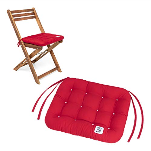 HAVE A SEAT Luxury | Sitzkissen 40 x 35 cm (2 St.) - bequemes Sitzpolster für Klappstühle - waschbar bis 95° C, Trockner geeignet - Made in Germany (2er Set - 40x35 cm, Rot) von HAVE A SEAT