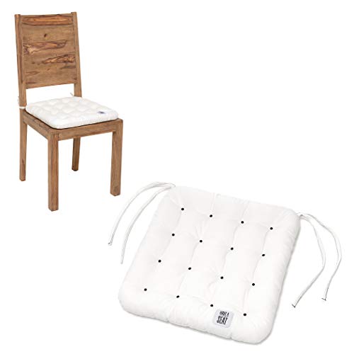 HAVE A SEAT Luxury - Sitzkissen 40x40 cm (6 St.) - bequemes Stuhlkissen, orthopädisch, waschbar bis 95°C, Trockner geeignet, farbecht - Made in Germany - (6er Set, Weiß) von HAVE A SEAT