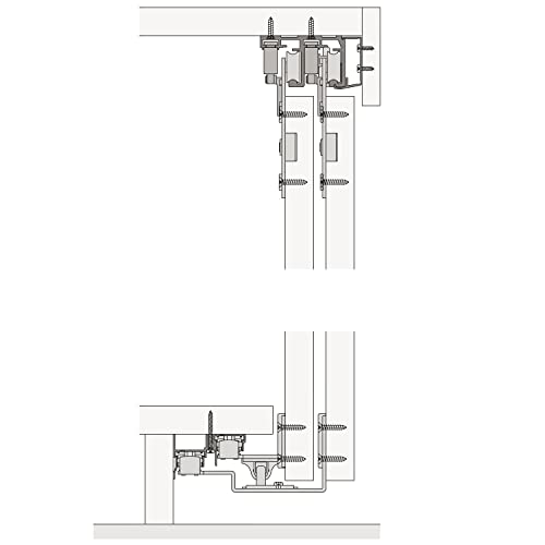 HAWA Combino 65 H MS Schiebetürbeschläge (Kombifront), 1400x2600x25mm für Holztüren bis 65kg, 2-türig Stahl/Kunststoff anthrazit von HAWA