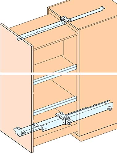 HAWA Forte Schrankauszug (Hochschrankauszug), Länge 630 mm, Einbautiefe 635 mm - Stahl lichtgrau RAL 7035 von HAWA