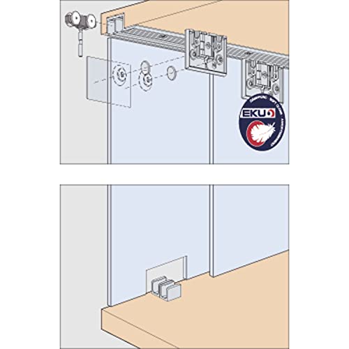 Hawa Clipo 16 GS IS Schiebetürbeschlag für 2 Glasschiebetür 1000x1400mm (Innenfront), bis 16kg von HAWA