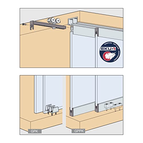 Hawa Clipo 36 GPK IS Schiebetürbeschlag für 1 Glasschiebetür (Innenfront) bis 36kg von HAWA