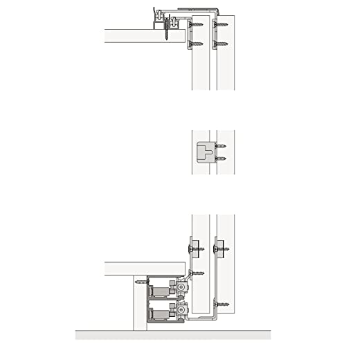 Hawa Combino 50 H FS Schiebetürbeschläge (Außenfront 19mm), 1400x2400mm für Holztüren bis 50kg, 3-türig Stahl/Kunststoff anthrazit von HAWA