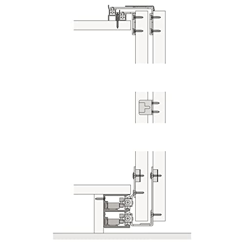 Hawa Combino 50 H FS Schiebetürbeschläge (Außenfront 25mm), 1400x2400mm für Holztüren bis 50kg, 2-türig Stahl/Kunststoff anthrazit von HAWA