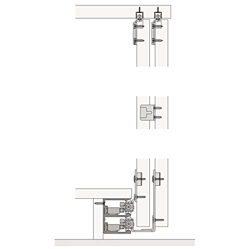 Hawa Combino 50 H MS Schiebetürbeschläge (Kombifront), 1400x2600x19mm für Holztüren bis 50kg, 2-türig Stahl/Kunststoff anthrazit von HAWA