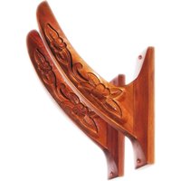 Teak Holz Surfbrett Wandhalter Handgeschnitzte Plumeria Blume Teak Holz Surfbrett Wandhalter Handgeschnitzte Plumeria Blume von HAWAIIBOARDRACKS