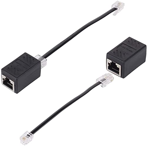 HAWAKA RJ45 Ethernet-Splitter, RJ45-Netzwerk-Splitterkabel, Adapter von RJ45-Buchse auf RJ11-Stecker, Ethernet-RJ45-8P8C-zu-Telefonkabel-RJ11-6P4C-Konverter(2 Stück,Schwarz) von HAWAKA