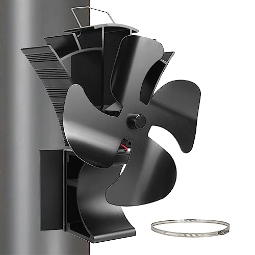 3-in-1 Ofenventilator mit Magnet, Kaminofenventilator mit verstellbarem Band- 4 Blätter Ventilator Ohne Strom für Kaminrohr, Holzofen oben - Leiser effektiver Ofenlüfter für Warmluftverteilung von HAWCAFU