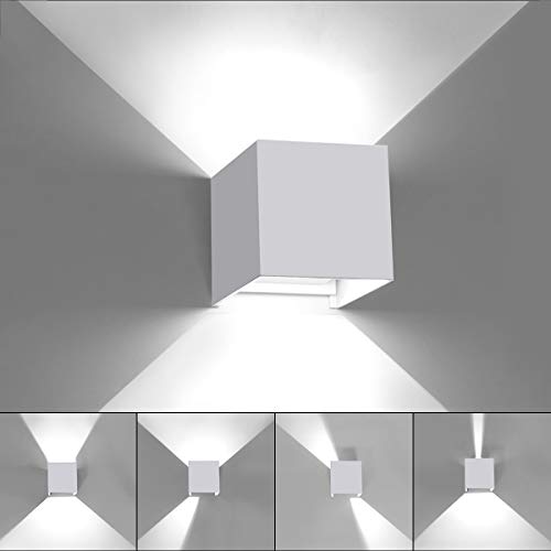 HAWEE Modern Wandlampe LED Wandleuchte Up Down Einstellbarer Abstrahlwinkel Aluminium Wandbeleuchtung Innen Außen Wasserdicht IP65 für Badezimmer Treppen Schlafzimmer Korridor Wohnzimmer, 6W 6000K von HAWEE