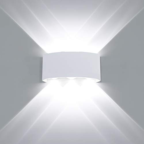 HAWEE Modern Wandlampe LED Wandleuchte Up Down Wasserdicht Aluminium Wandbeleuchtung Innen Außen für Badezimmer Veranda Schlafzimmer Korridor Wohnzimmer Treppen Flur, 6W Weiß von HAWEE