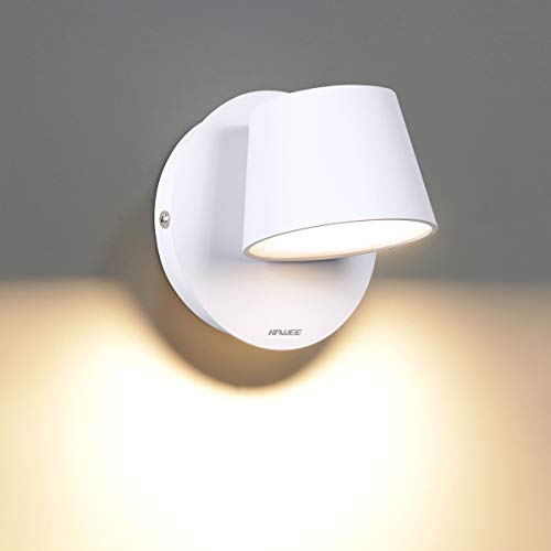 HAWEE Modern Wandleuchte LED Bettleuchte Lesen Lampe 350° Schwenkbares Nordic Stil Wandspots Innen LED Wandlampe für Schlafzimmer Wohnzimmer Flur Treppe, Weiß 3000K von HAWEE