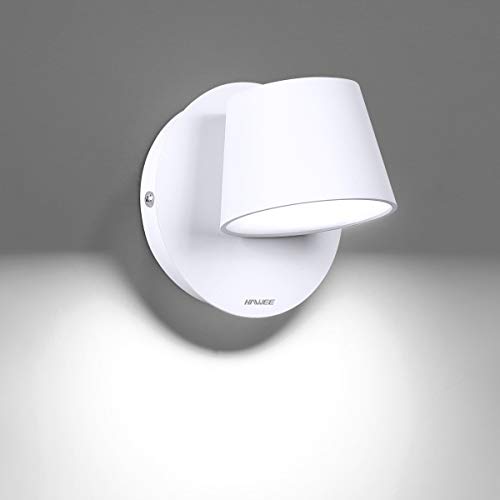 HAWEE Modern Wandleuchte LED Bettleuchte Lesen Lampe 350° Schwenkbares Nordic Stil Wandspots Innen LED Wandlampe für Schlafzimmer Wohnzimmer Flur Treppe, Weiß 6000K von HAWEE