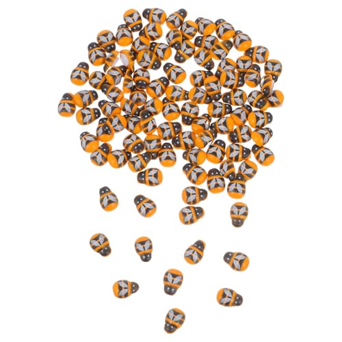 HAWILLOSCH 100 Stück Selbstklebende Holzbienen: Bemalte Bienenverzierungen – 1,2 x 0,9 x 0,5 cm Bastelstücke für Heimwerkerarbeiten – Scrapbooking-Zubehör von HAWILLOSCH