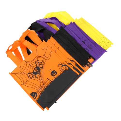 HAWILLOSCH 12 Stück Halloween Tragetaschen Süßigkeitentüten Mit Griffen Dekoration Leckerli Partytüten Papier Für Goodie Tasche Halloween Süßigkeiten Verpackung Zubehör von HAWILLOSCH