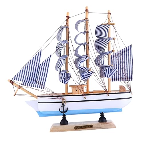 HAWILLOSCH 1Stück Retro Holz Segelschiff Modell Nautische Wohnkultur Dekoration für Wohnzimmer Büro Geschenkidee für Partys und Veranstaltungen Vintage Segelboot von HAWILLOSCH