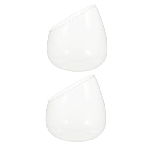 HAWILLOSCH 2 Stück Glasvase für Künstliche Sukkulenten Klare Bubble Bowl mit Schrägem Rand Dekorative Pflanzgefäße für Wohn und Gartenbereich Vielseitig als Terrarium Candy Dish oder von HAWILLOSCH