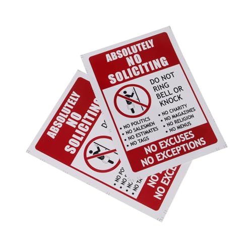 HAWILLOSCH 2 Stück No Soliciting Schild PVC Klebeschild Verbotene Werbung Haustür Hinweis Klar Sichtbar Einfach Anzubringen von HAWILLOSCH
