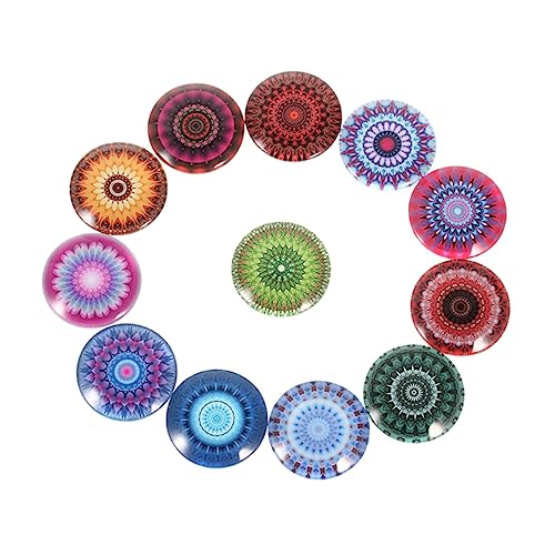 HAWILLOSCH 20 Stück Edelstein -Ringgesicht Flecken Reiz Schmuck Aufkleber Cabochons mit Flacher Rückseite Runder Zeit-Edelstein-Patch Glas von HAWILLOSCH