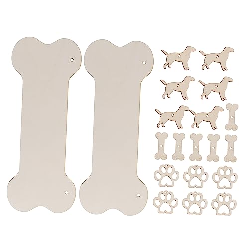 HAWILLOSCH 20Stücke Teiliges Set Holzschild Hundeknochen mit Dekorativen DIY Holz Ausschnitten für Handmalerei und Wanddekoration für Projekte und Heimdeko von HAWILLOSCH
