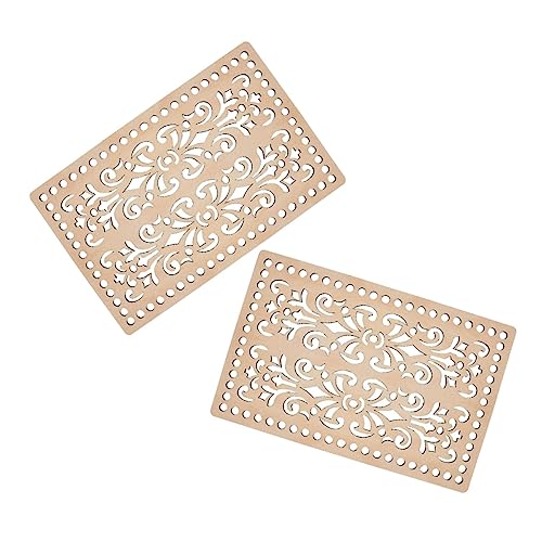 HAWILLOSCH 2Stücke DIY Holz Taschenboden Häkeln Stricken Robuste Holzform für Taschen für Anfänger Handarbeitsliebhaber Hohl Design für Sicheren Halt von HAWILLOSCH