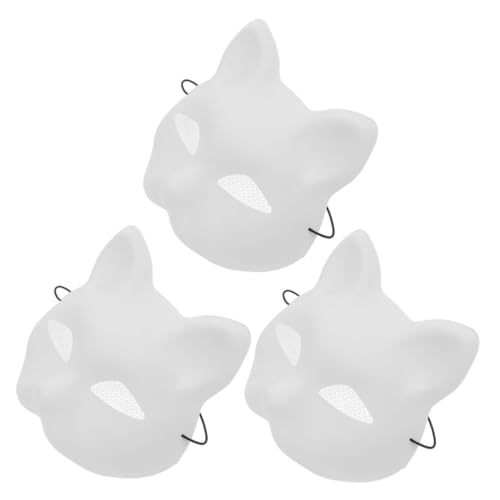 HAWILLOSCH 3stücke Unbemalte Weiße Katzenmaske Mit Mattem Finish Für Und Cosplay Einzigartige Kostümzubehör Für Karneval Und Halloween HAWILLOSCH 3stücke Unbemalte Weiße Katzenmaske Mit Mattem Finish Für Und Cosplay Einzigartige Kostümzubehör Für Karneval Und Halloween von HAWILLOSCH
