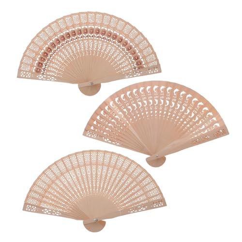 HAWILLOSCH 3 Stück Teiliges Chinesischer Faltfächer Holz Handfächer mit Hohlem Design für Frauen Antikes Muster und Verarbeitung für und Besondere Anlässe HAWILLOSCH 3 Stück Teiliges Chinesischer Faltfächer Holz Handfächer mit Hohlem Design für Frauen Antikes Muster und Verarbeitung für und Besondere Anlässe von HAWILLOSCH