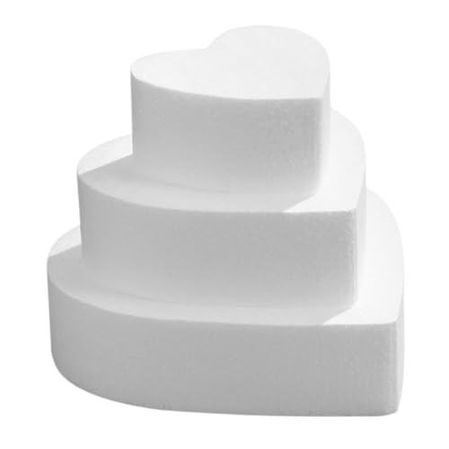 HAWILLOSCH 3stücke Teiliges Herzförmiges Schaumstoff-Dummy-kuchenmodell Für Hochzeit Und Valentinstag Zum Üben Von Tortendekoration Und Fondant-Gestaltung von HAWILLOSCH