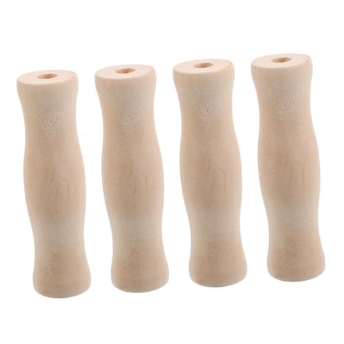 HAWILLOSCH 4 Stück Teiliges Holzgriffe für Grillbesteck mit Praktischem Loch Robuste Küchenutensilien Griffe aus Holz Vielseitig Einsetzbar für Grillen Camping und Outdoor Kochen Langlebiges von HAWILLOSCH
