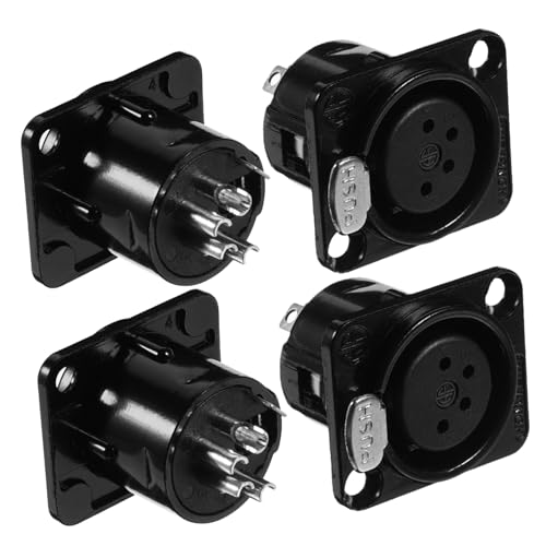 HAWILLOSCH 4 Stück Teiliges Pin Xlr Metall Panel Mount Audio Mikrofonadapter Robustes Kupfergehäuse für Stabile Signalübertragung Geräuschabschirmung Kompakt und Leicht Professionelle von HAWILLOSCH