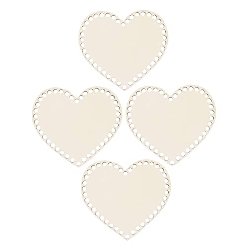 HAWILLOSCH 4Stücke Teiliges DIY Holzset für Herzförmige Taschen Manuelle Häkelbeutel Basis Natürlichem Holz für Bastelprojekte und von HAWILLOSCH