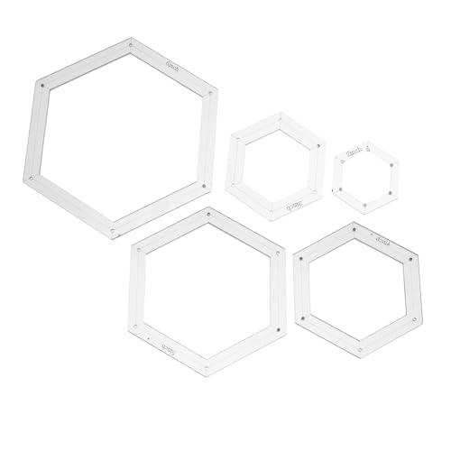 HAWILLOSCH 5 Teiliges Quilt Vorlagenwerkzeug Sechseck Lineal Quiltmuster Vorlagen Quilt Nähvorlagen Patchwork Nähvorlagen Patchwork Lineal Acryl Weiß von HAWILLOSCH